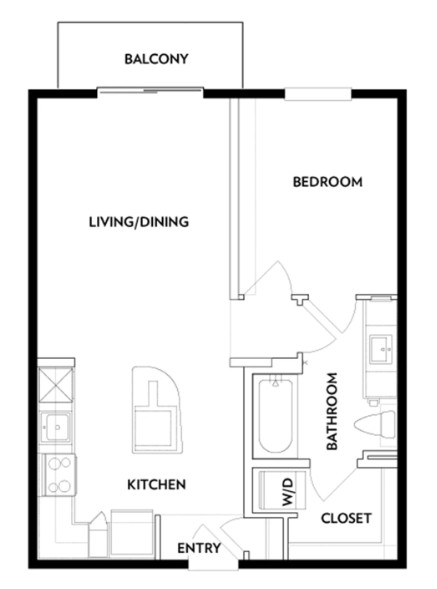 Denver Apartment- One bedroom Floor Plan